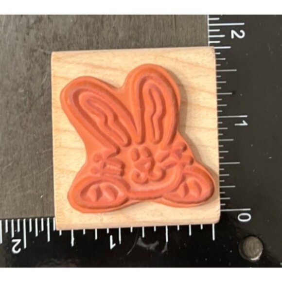 Delta Wood Mounted Rubber Stamp Bunny Face 754C Easter - Picture 2 of 4